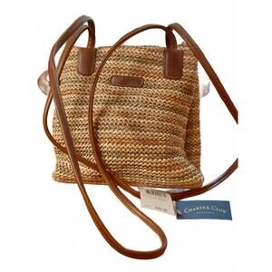 Charter Club “Skinner in the City” Multi-Stripe Woven RaffiaCrossbody Bag – NWT